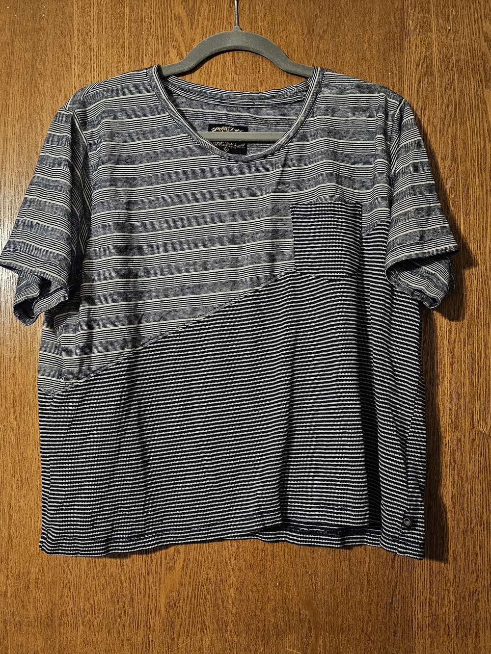 United By Blue Navy & Gray Striped Short-Sleeve Pocket Tee